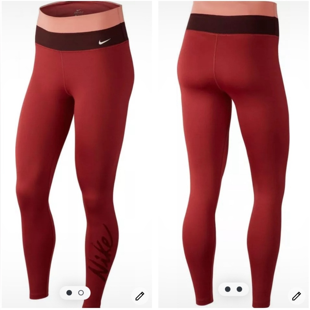 NIKE Dri Fit Epic Luxe‎ Running Tights Size M Red 7/8